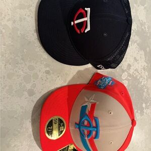TWO Minnesota Twins Fitted Baseball Hats, Brand New Size: 7 1/2